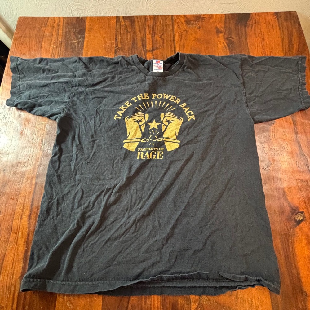 Prophets of Rage Take The Power Back Band T-Shirt XL Black Made in USA Bayside